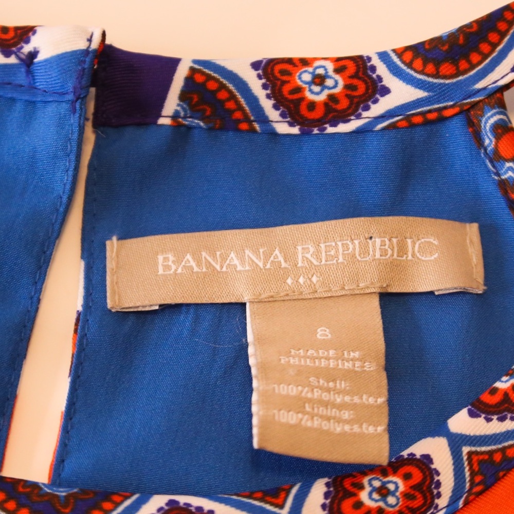 Banana Republic Geometric Halter Shift Dress Blue Orange Size 8 - Picture 12 of 13